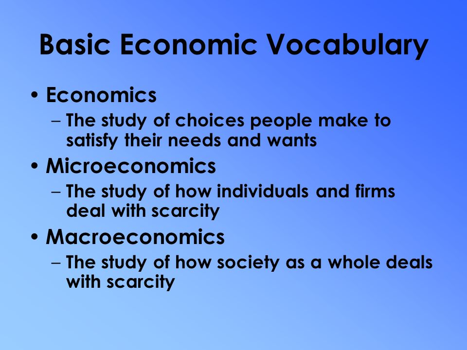 Basic assumptions of economics